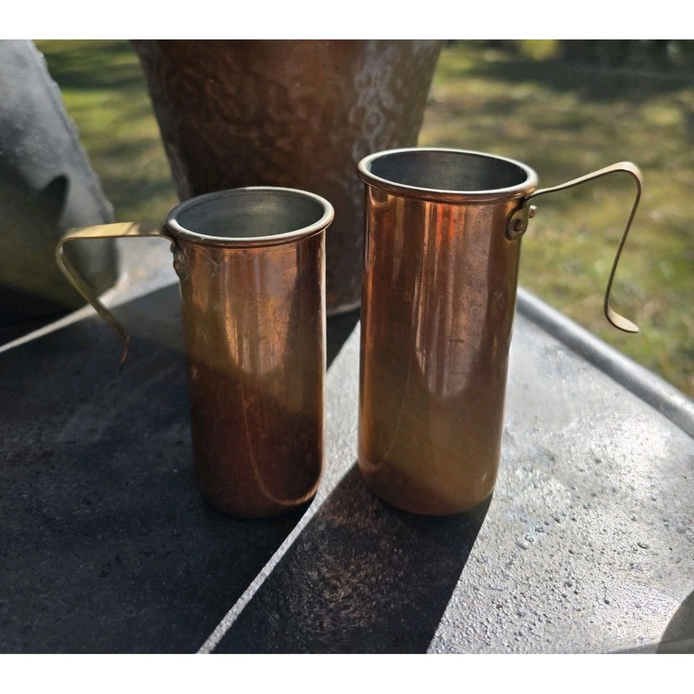 VTG Copper Measuring Cups 1 Cup & 3/4 Cup Set Solid Copper Farmhouse‎ Rustic